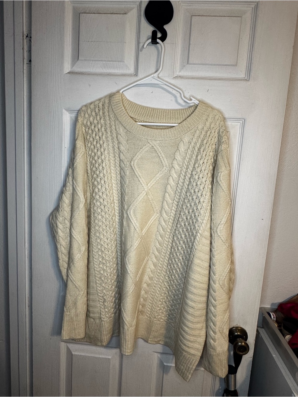 Chunky Cable Knit Cream Sweater XXL | Rory Gilmore Inspired Cozy Cottagecore